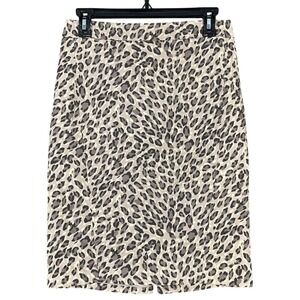 Ann Taylor Loft Leopard Print Pencil Skirt Animal Print Knee Length Size 2 Women